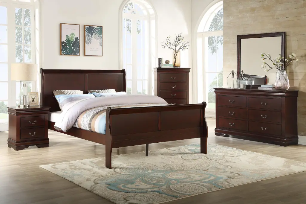 LOUIS PHILIP FULL HB/FB CHERRY CROWN MARK - Cherry Full Bed Frame Crown Mark