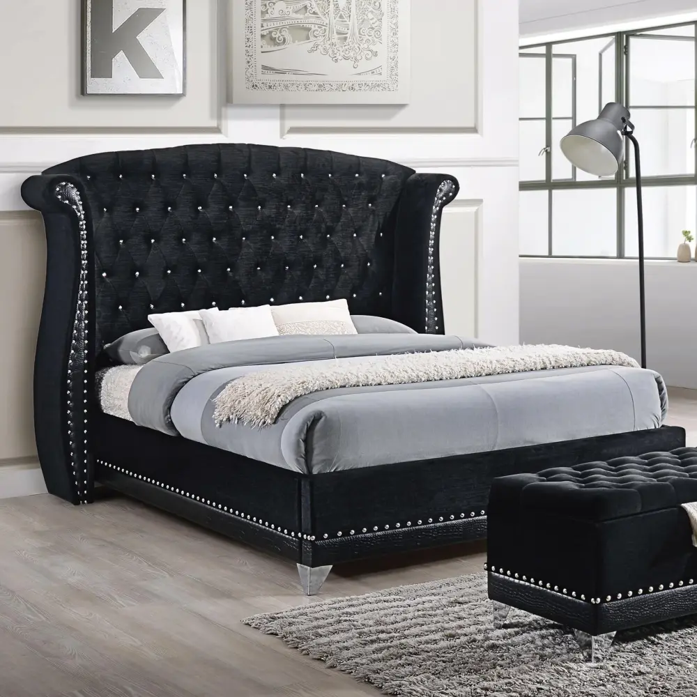 Diamond Modern Furniture COA Barzini King Upholstered Panel Bed 300643KE