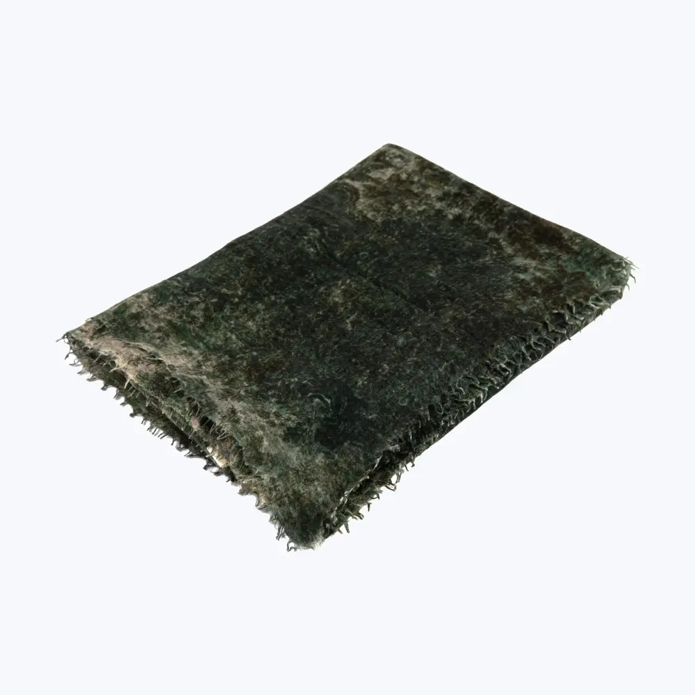 Chunky Knit Souffle Semi Felted Print Goat hair wool Throw