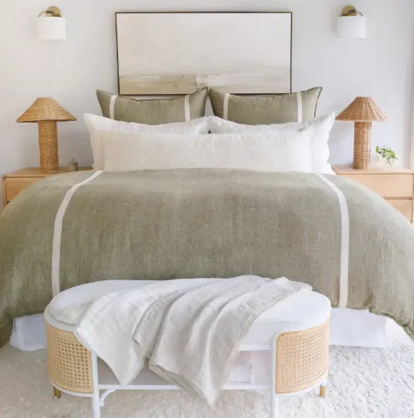 Rory Duvet Cover, Moss & Flax Internal Ties