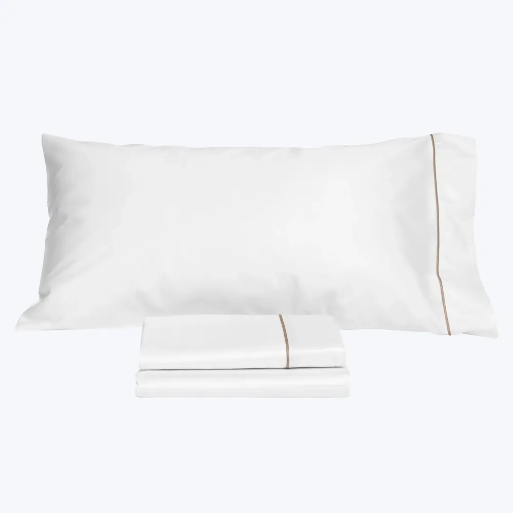 Cooling Bamboo Luce Sheets & Pillowcases, White/Brown