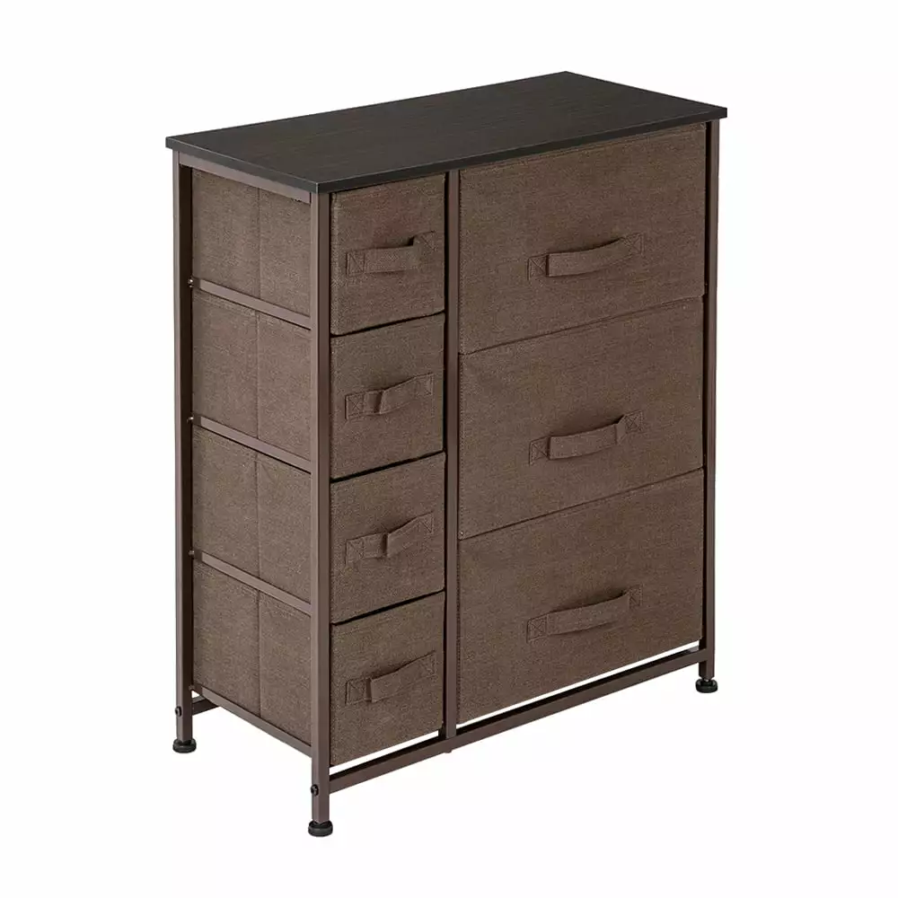 Bluethy Dresser 7 Drawers Furniture Storage Tower Unit Bedroom Hallway Closet Steel Frame Wood Top Brown