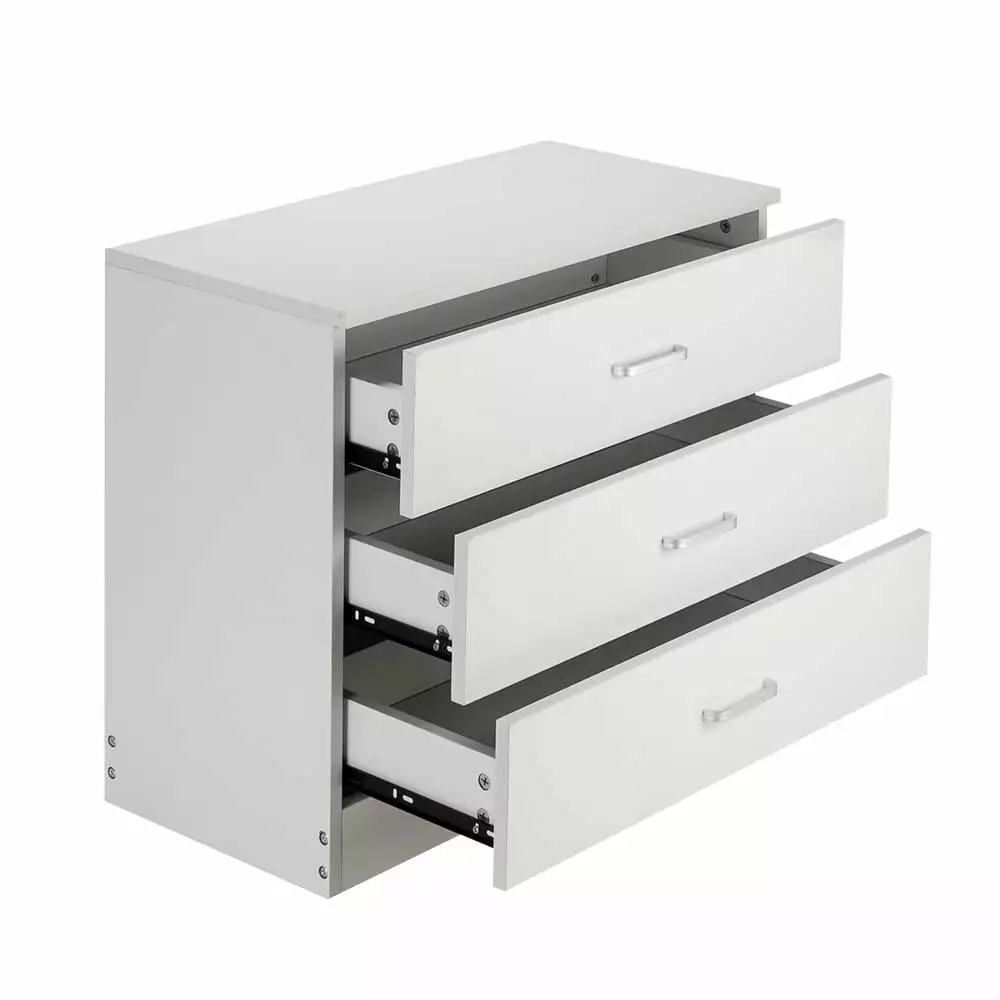 UBesGoo Modern White 3-Drawer Dresser Bedroom White Finish Storage Organizer FCH