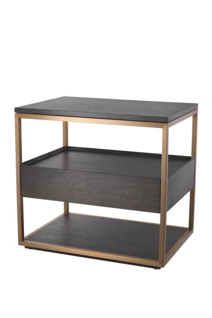 Retro Wood Side Table Eichholtz Parker - Vintage Bedroom Nightstand