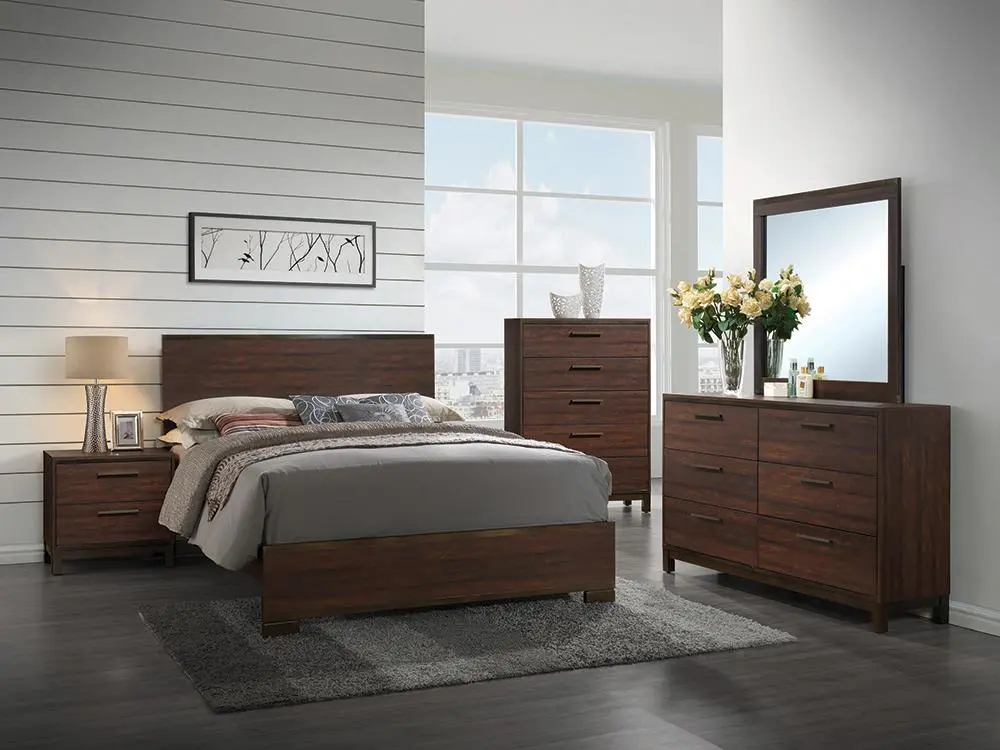 Edmonton Bedroom Set Rustic Tobacco and Dark Bronze Complete Bedroom Furniture