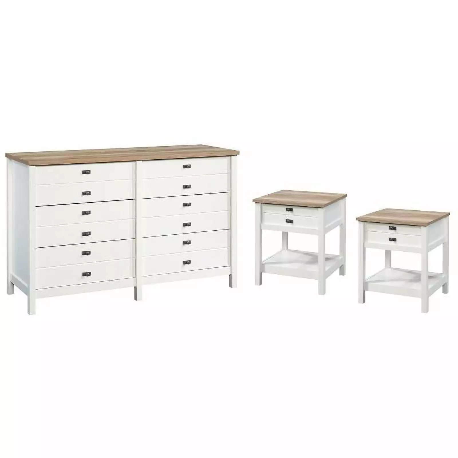 3 Piece Bedroom Set Dresser and 2 Nightstands Soft White Home Square