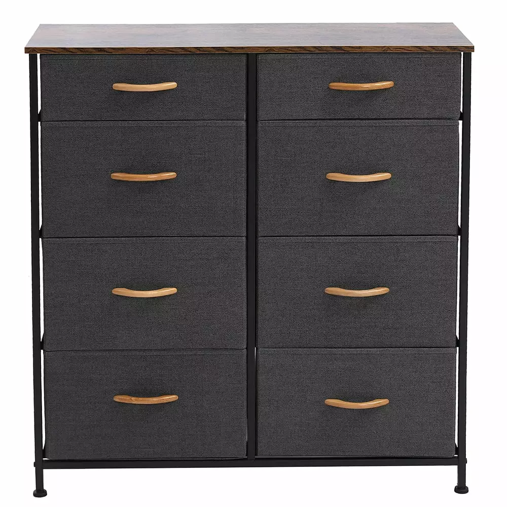 Topcobe Non-woven Storage Cabinets Bedroom 8 Waterproof Drawers Wooden Handles Dark Gray