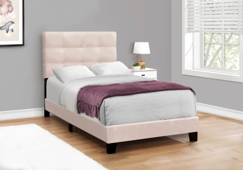 Bed, Upholstered, Frame Only, Transitional Modern Farmhouse