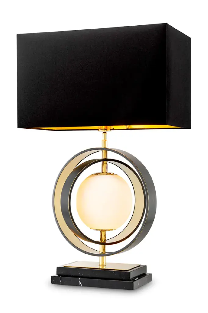 Black Shade Table Lamp Eichholtz Pearl Modern Bedroom Nightstand Light