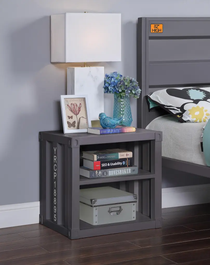 Cargo Gunmetal Nightstand USB Charging Port