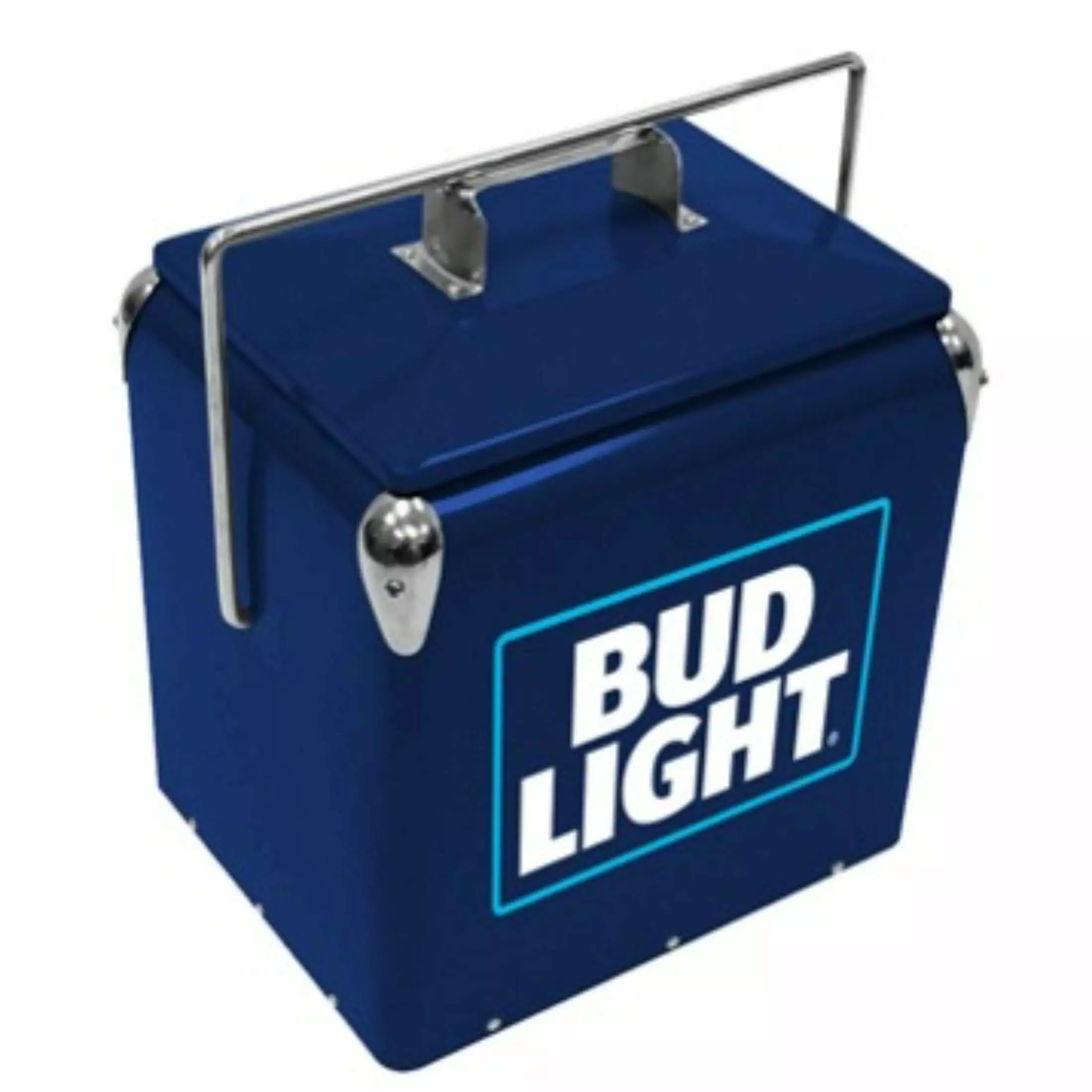 Bud Light Vintage 14 QT Ice Chest Cooler - Insulated Metal Exterior Blue Cooler