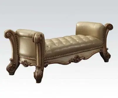 Acme Vendome Gold Patina Upholstered Bench 96484 - Elegant Entryway Seating