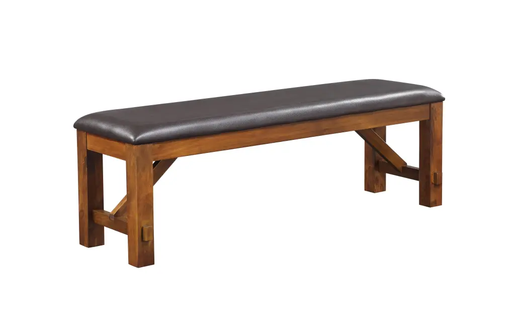 Apollo Espresso PU & Walnut Bench - Stylish Entryway Seating