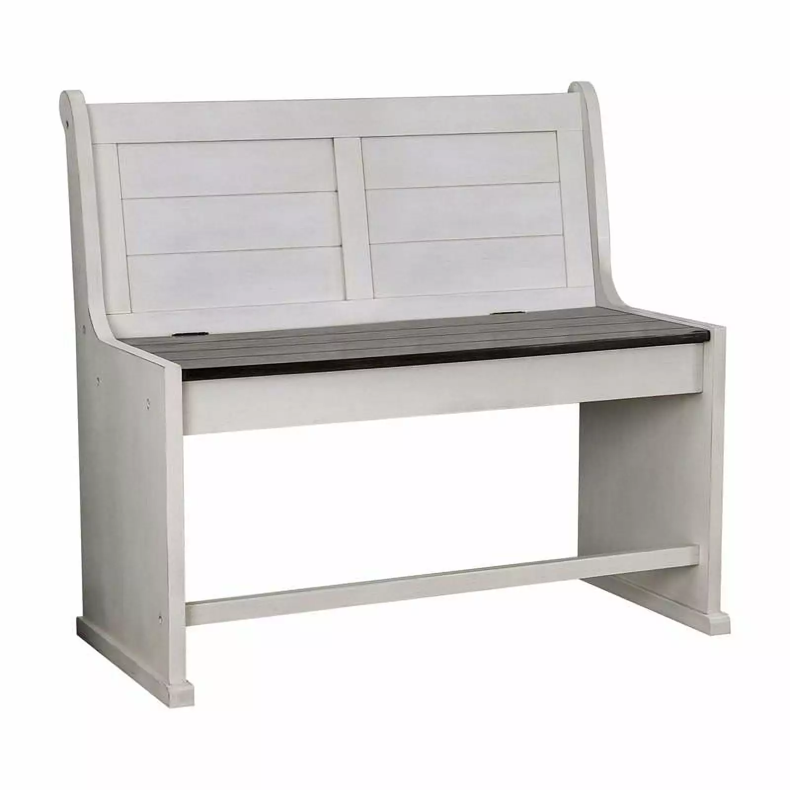 Furniture America Chester Rustic Wood Storage Counter Height Bench White Benches