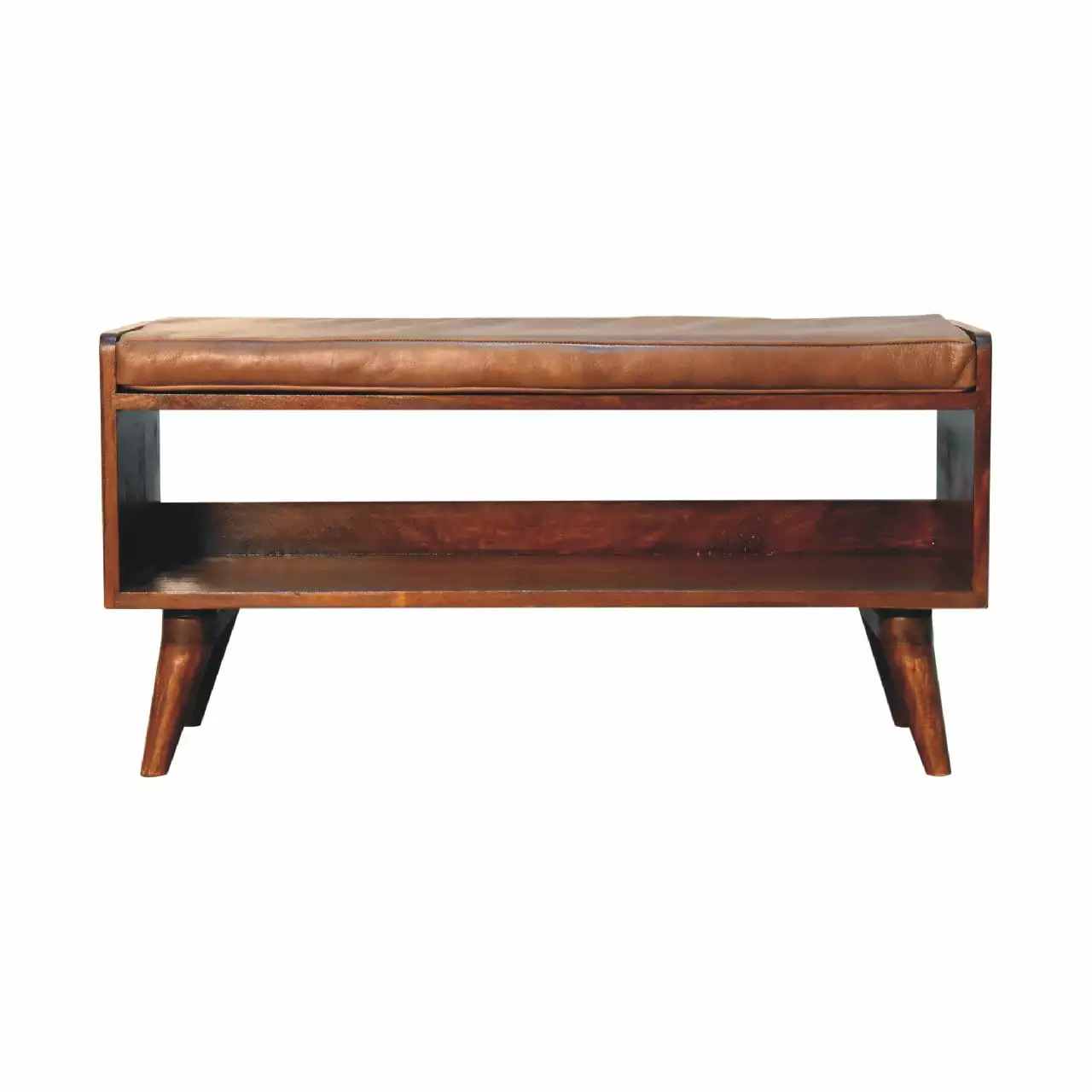 Chestnut Bench Brown Leather Seatpad Rustic Wooden Bench Benches Ghislaine