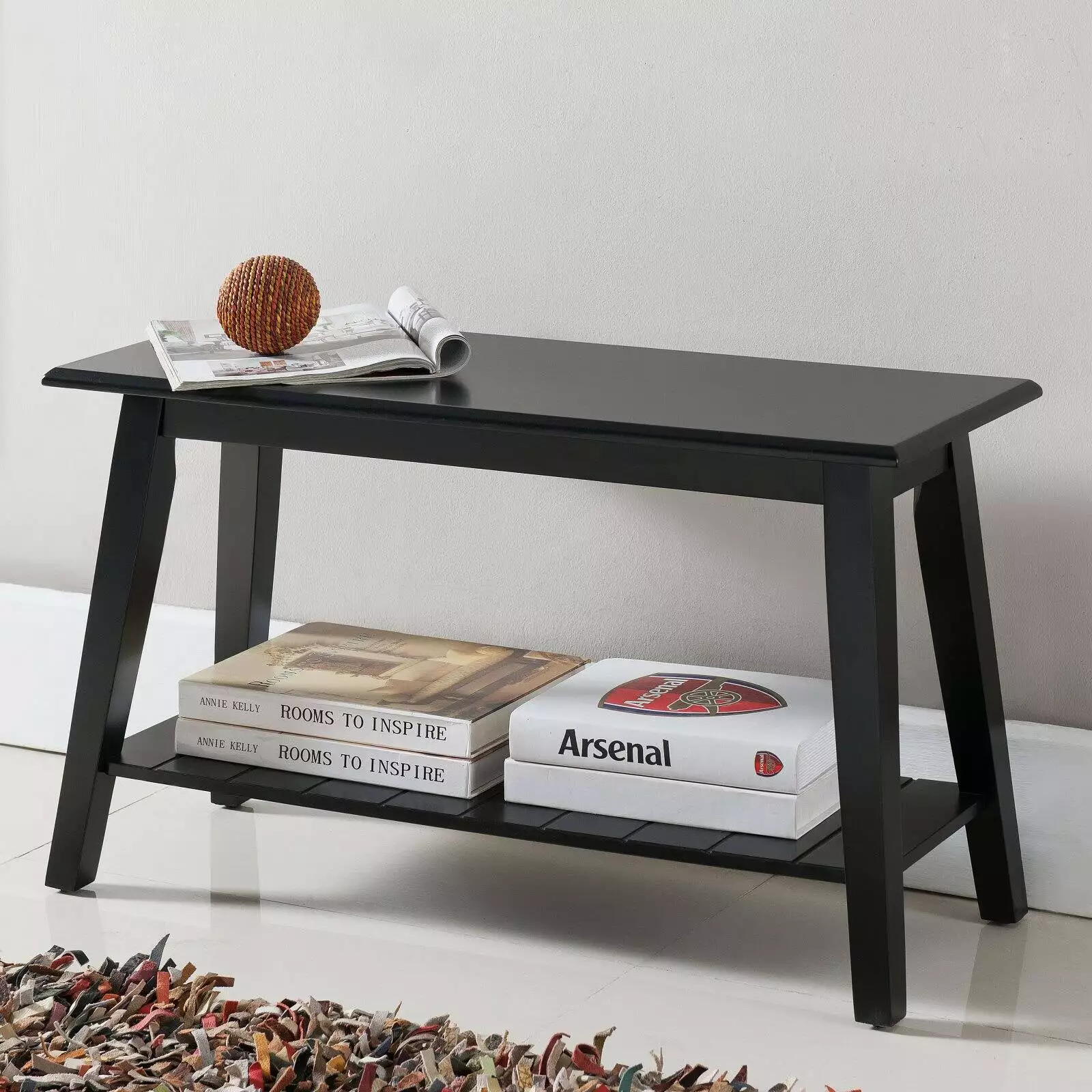 KB 18 x 30 x 12 Black Storage Bench Home Entryway or Living Room Benches K&B