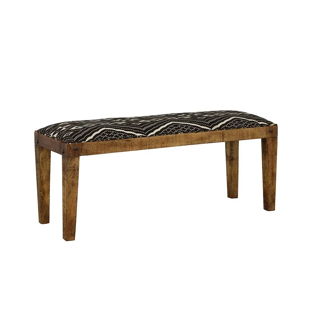 Lamont Rectangular Upholstered Bench Natural and Navy Living Room