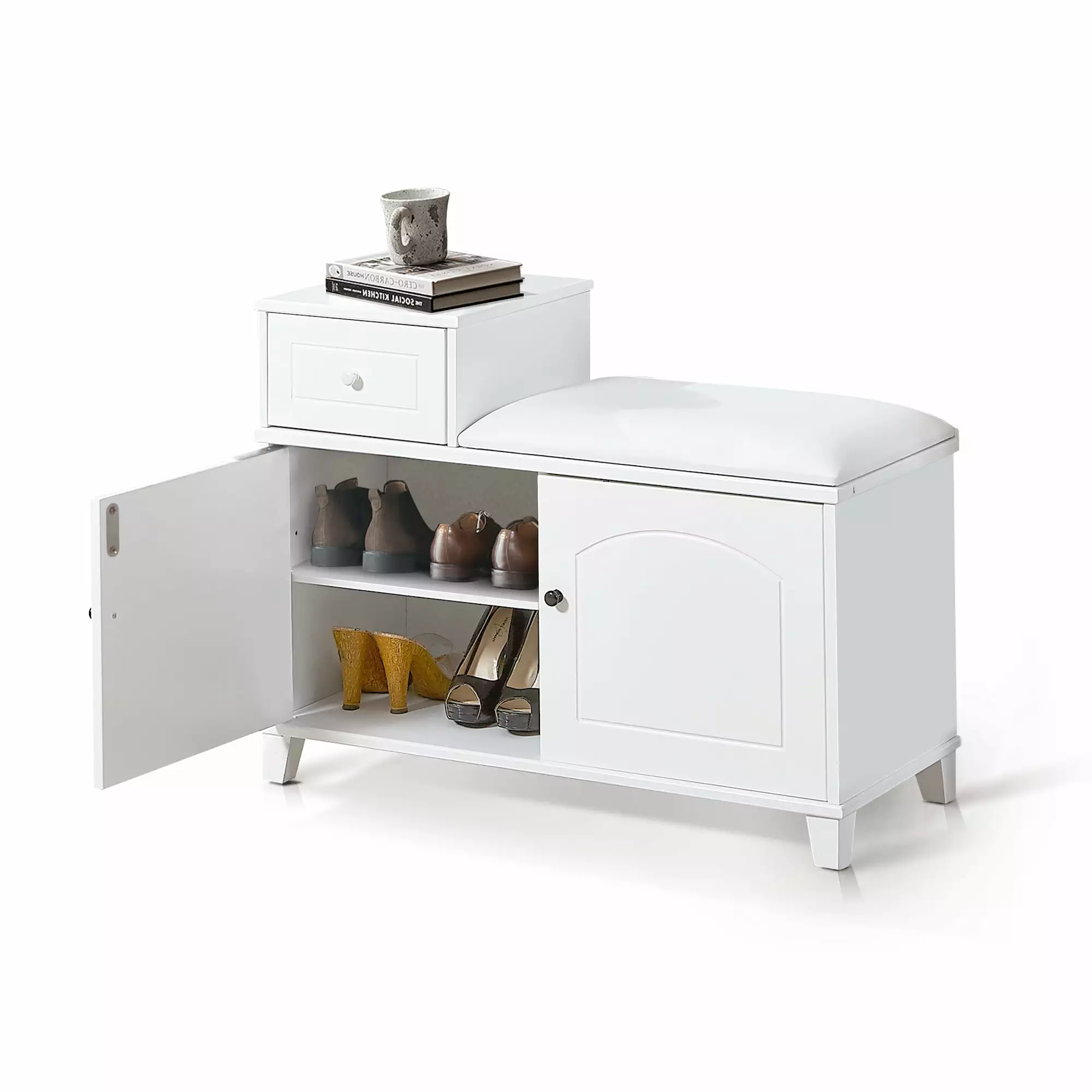 Organizedlife Shoe Storage Cabinet Drawers and Cushion Entryway or Bedroom Benches