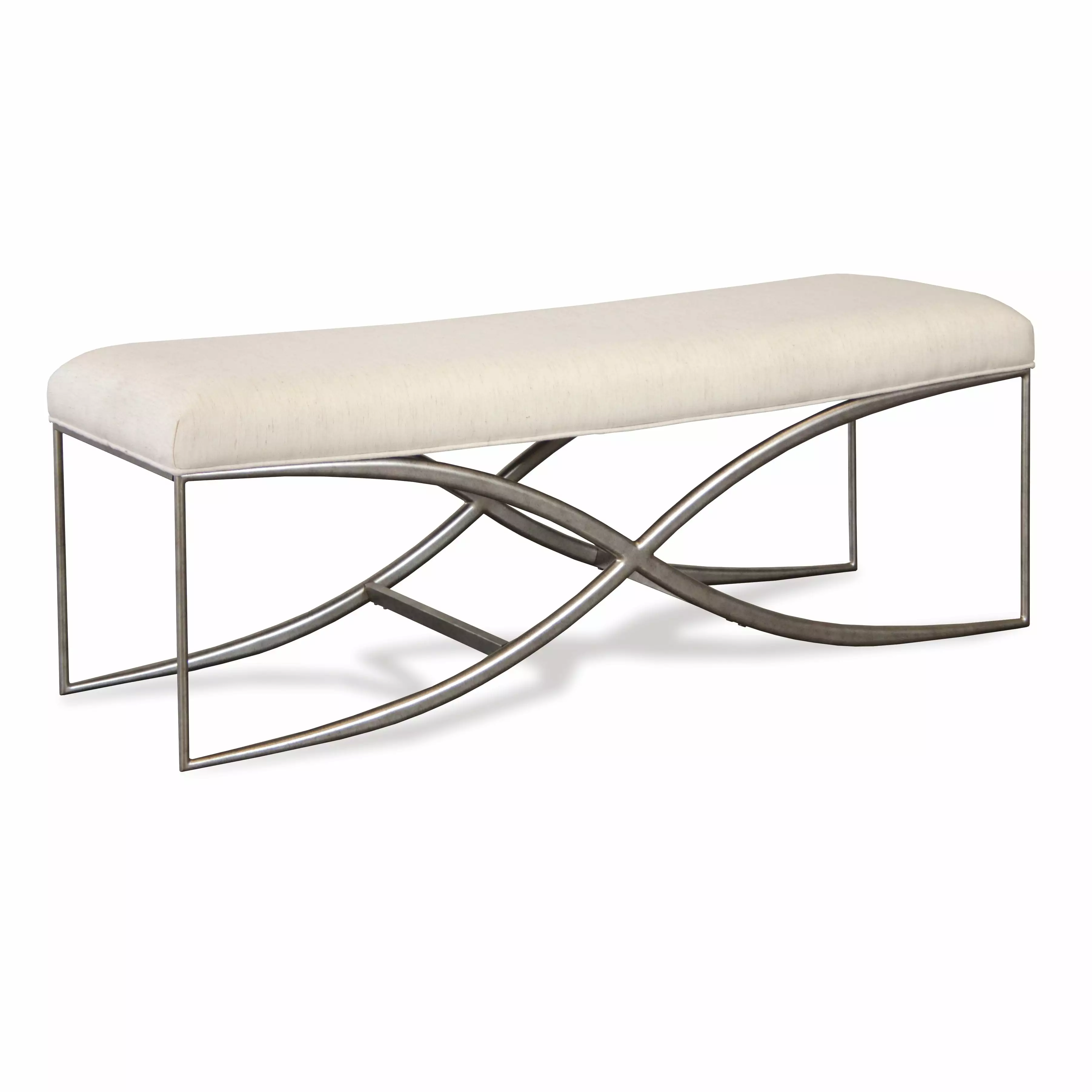 Mantalia Upholstered Bench Metal Frame Champagne Benches Roundhill Furniture
