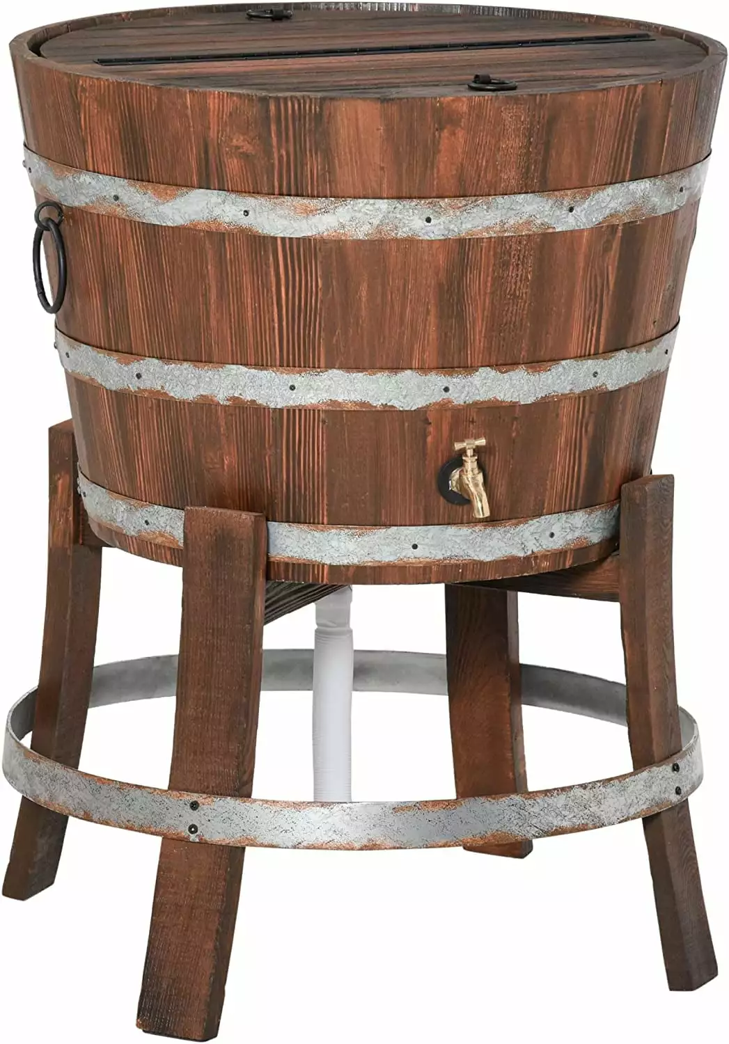 13 Gallon Retro Wooden Cooler Ice Bucket Foldable Flip Cover and Drain Faucet