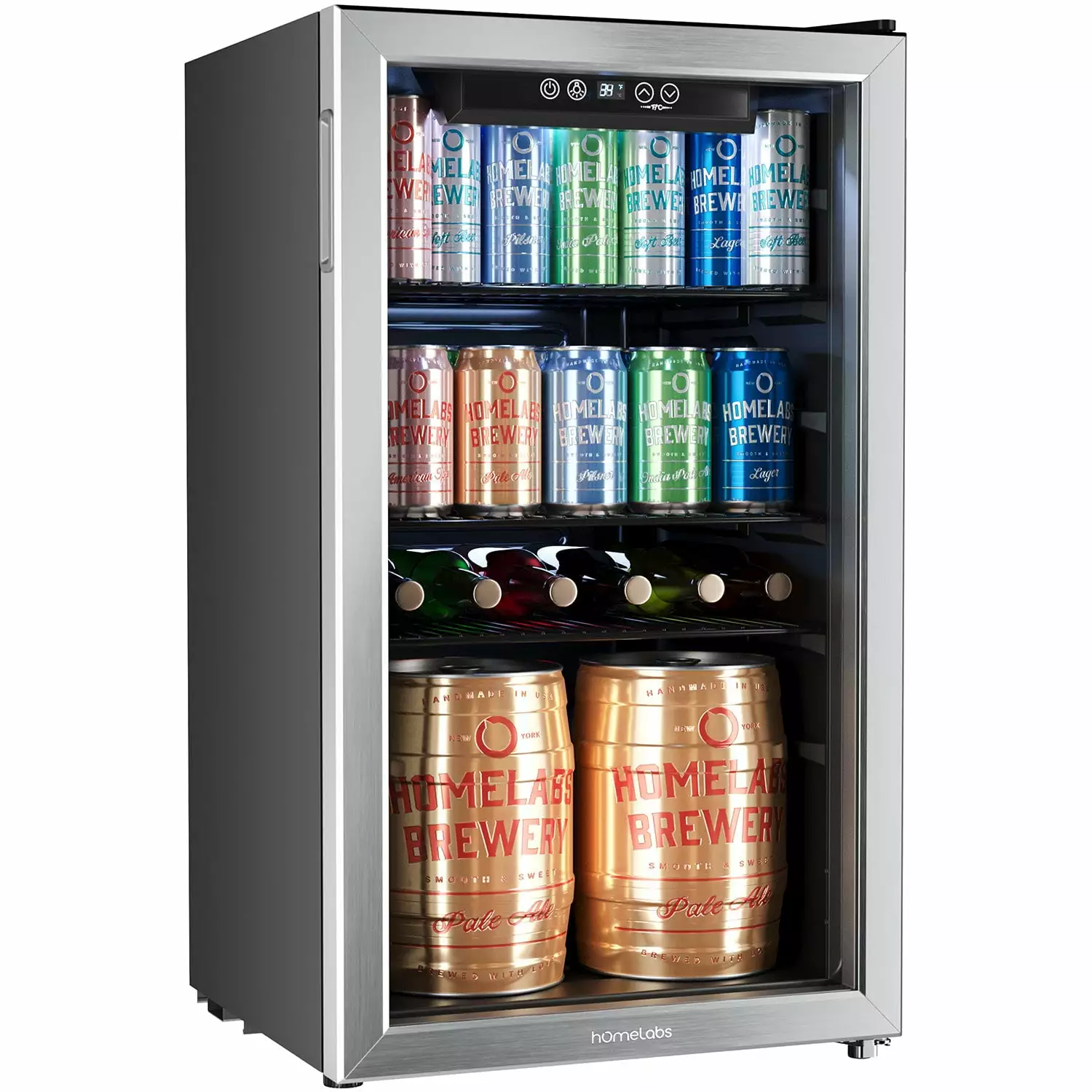 hOmeLabs Beverage Refrigerator and Cooler 120 Can Mini Fridge Glass Door Soda Beer or Wine