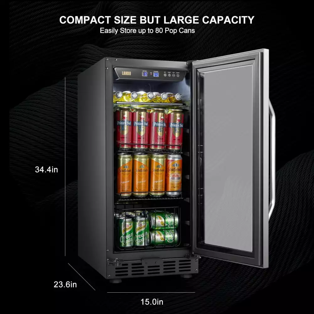 Lanbo LB80BC Single Zone Compressor Beverage Cooler 70 Can Capacity Built or Freestanding
