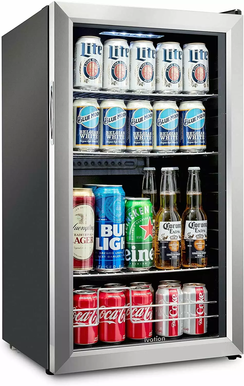 ZHIYU 126 Can Beverage Refrigerator Freestanding Drink Fridge Beer Soda Juice Cooler