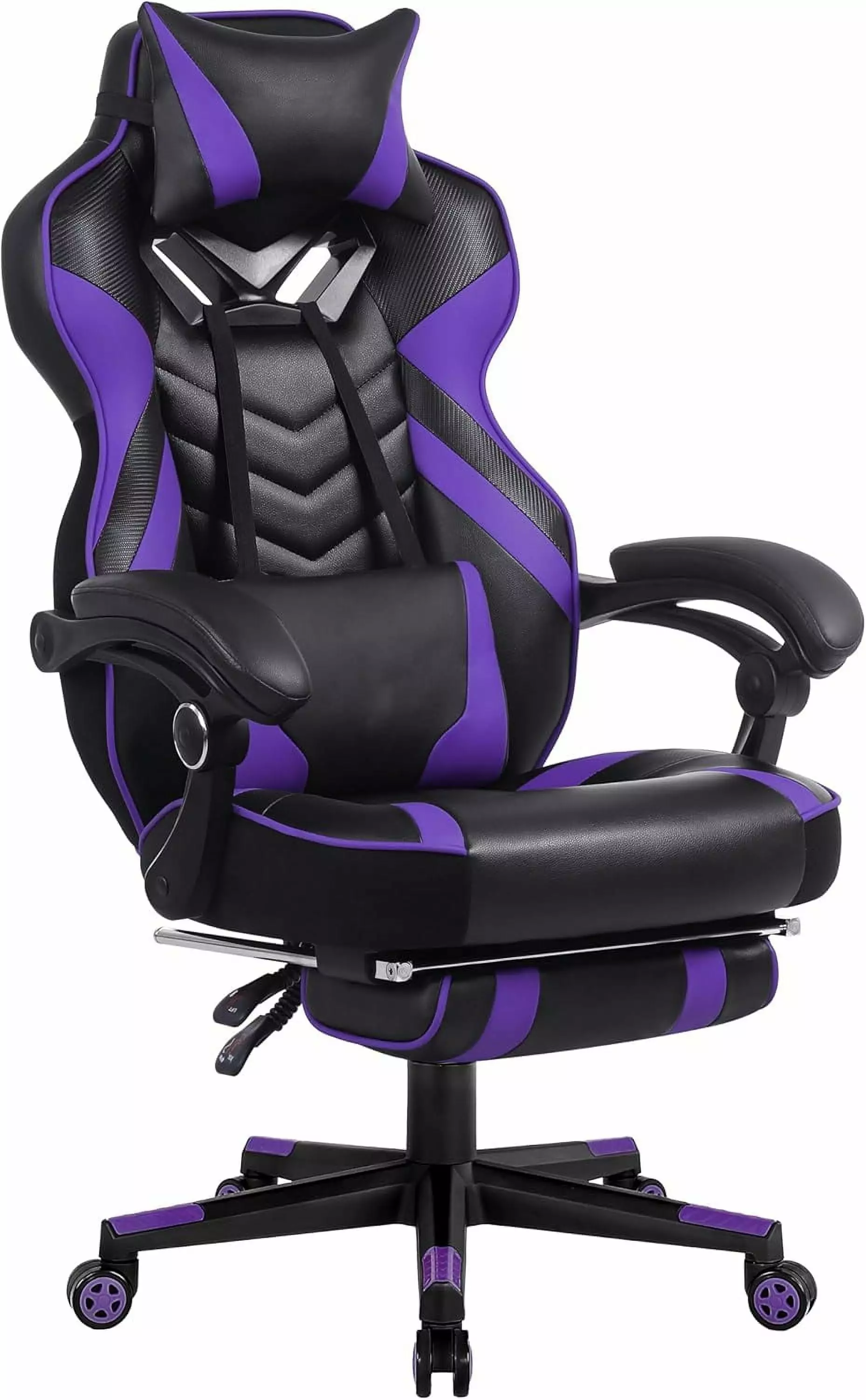 Purple Gaming Chair Adults Computer Chair High Back Big and Tall Gaming Chairs Footrest and Massage Reclining Gamer Chair ...