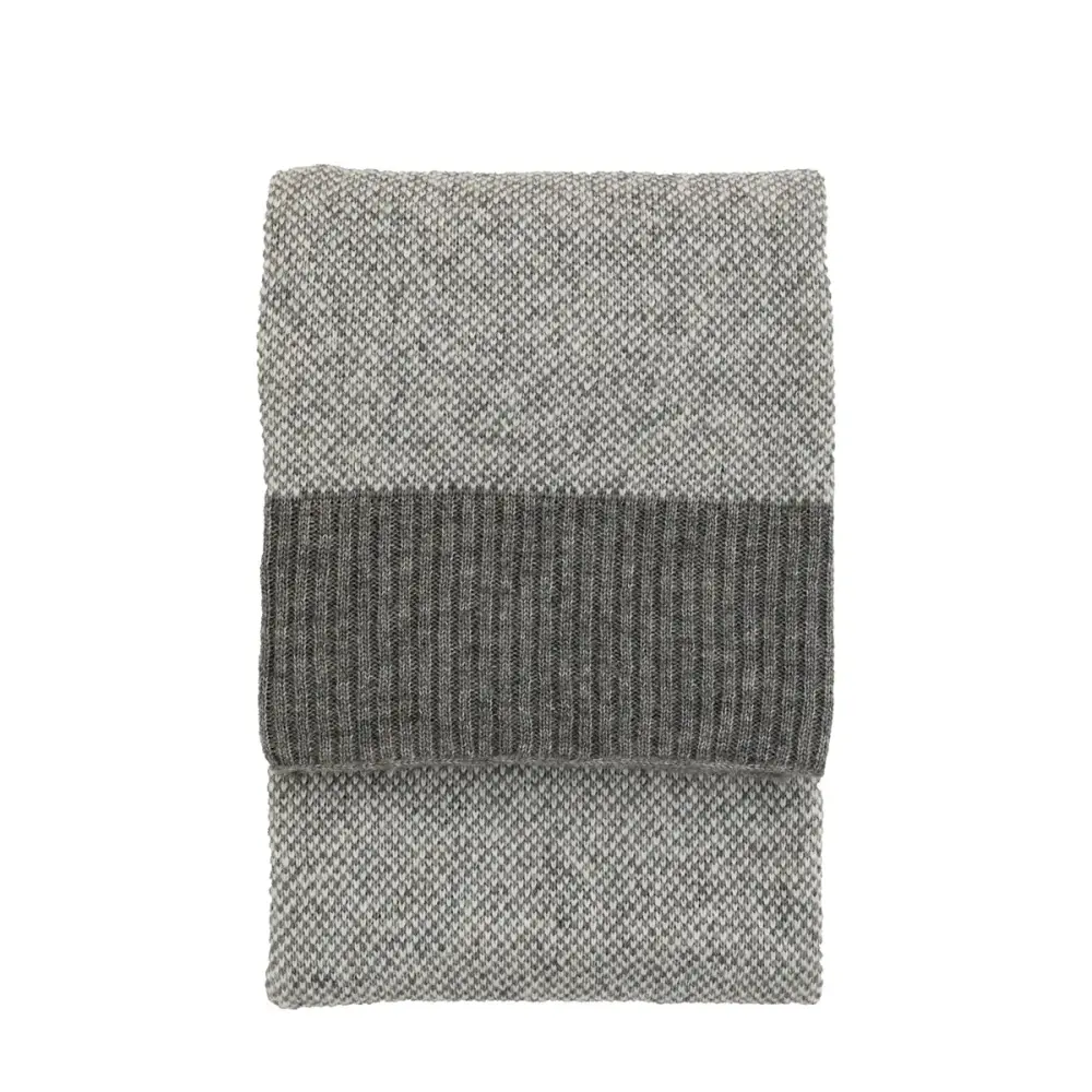 Knitted Parting Throw - Grey Weighted Corners
