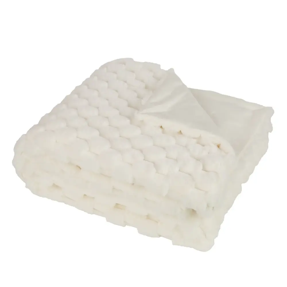 Koochikoo Tactile Faux Fur Throw 130x170cm - Ivory