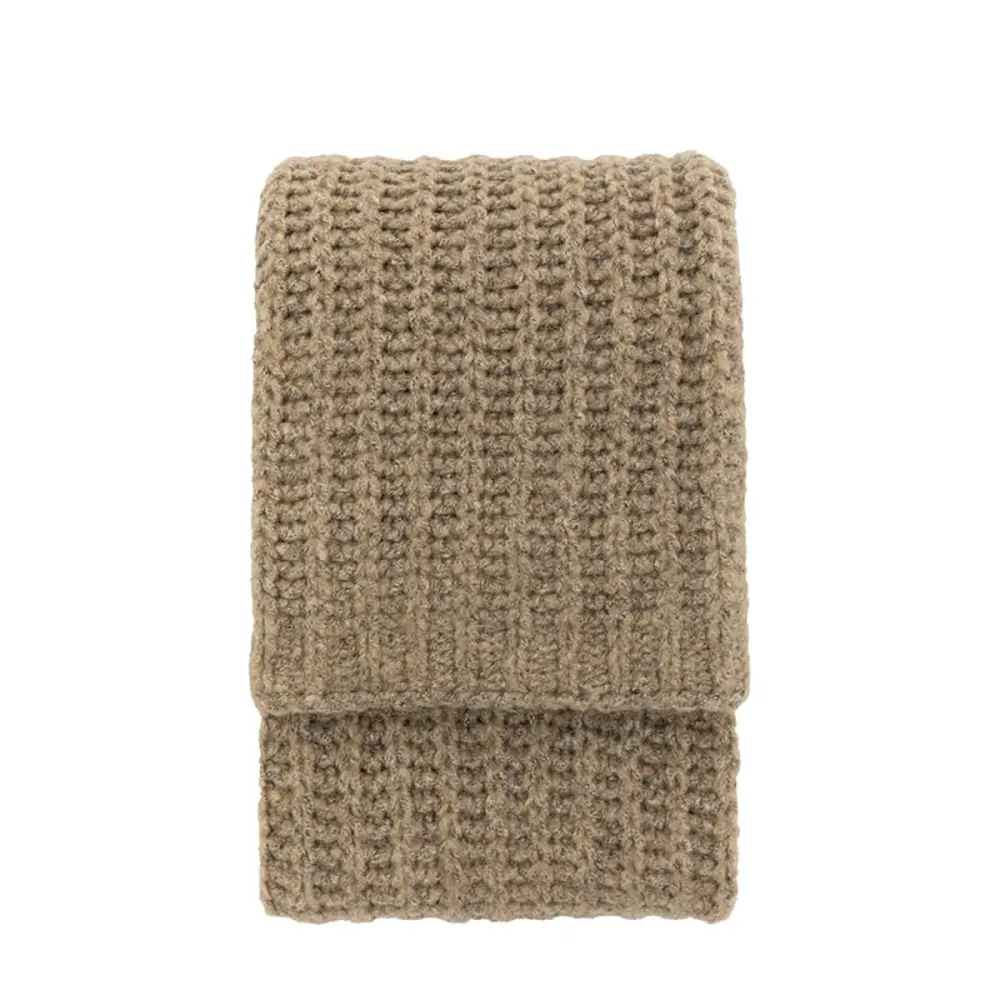 Melange Knit Throw - Oatmeal Sherpa Fleece Backing