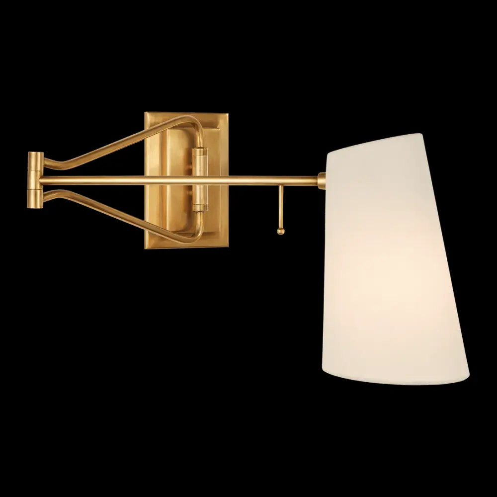 Keil Swing Arm Wall Light - Antique Warm alloy Linen Shade