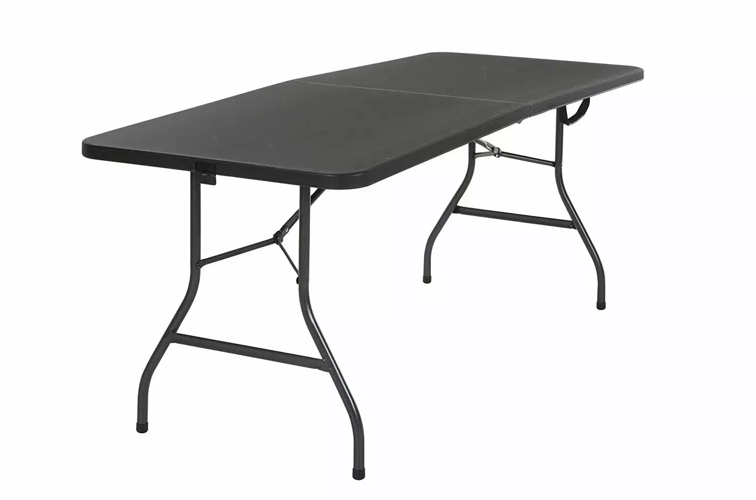 COSCO Deluxe 6 Foot x 30 Inch Fold--Half Blow Molded Folding Table Black