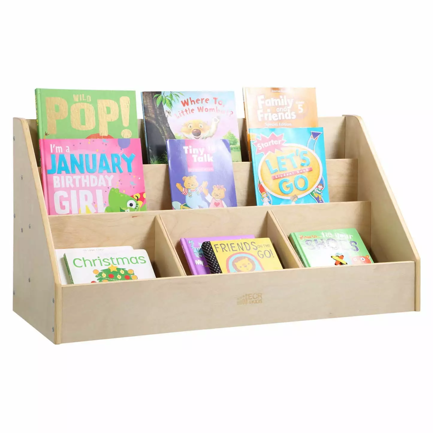 ECR4Kids 5-Compartment Easy to Reach Book Display Natural