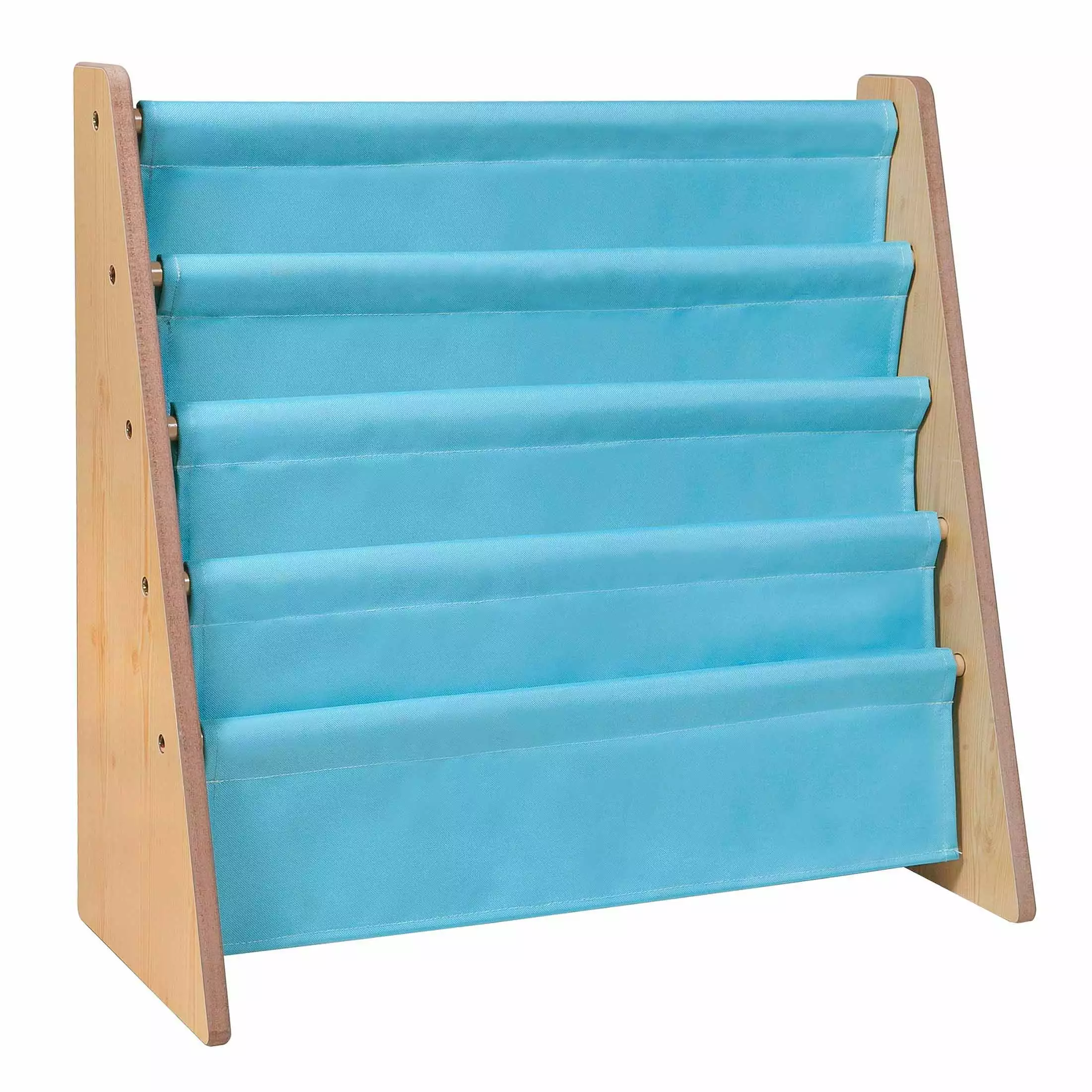 Wildkin Kids Sling Book Shelf Natural Aqua Canvas