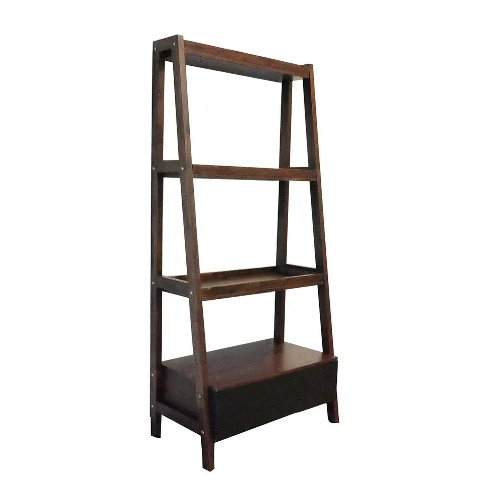 Ladder Shelf, Ladder Style Display Shelf - Genuine Wood / Brown