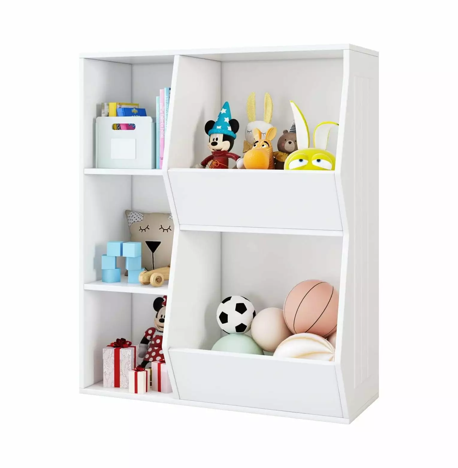 CodYinFI Toy Storage Organizer Kids Bookcase Open Multi-Bins Playroom Nursery Classroom White