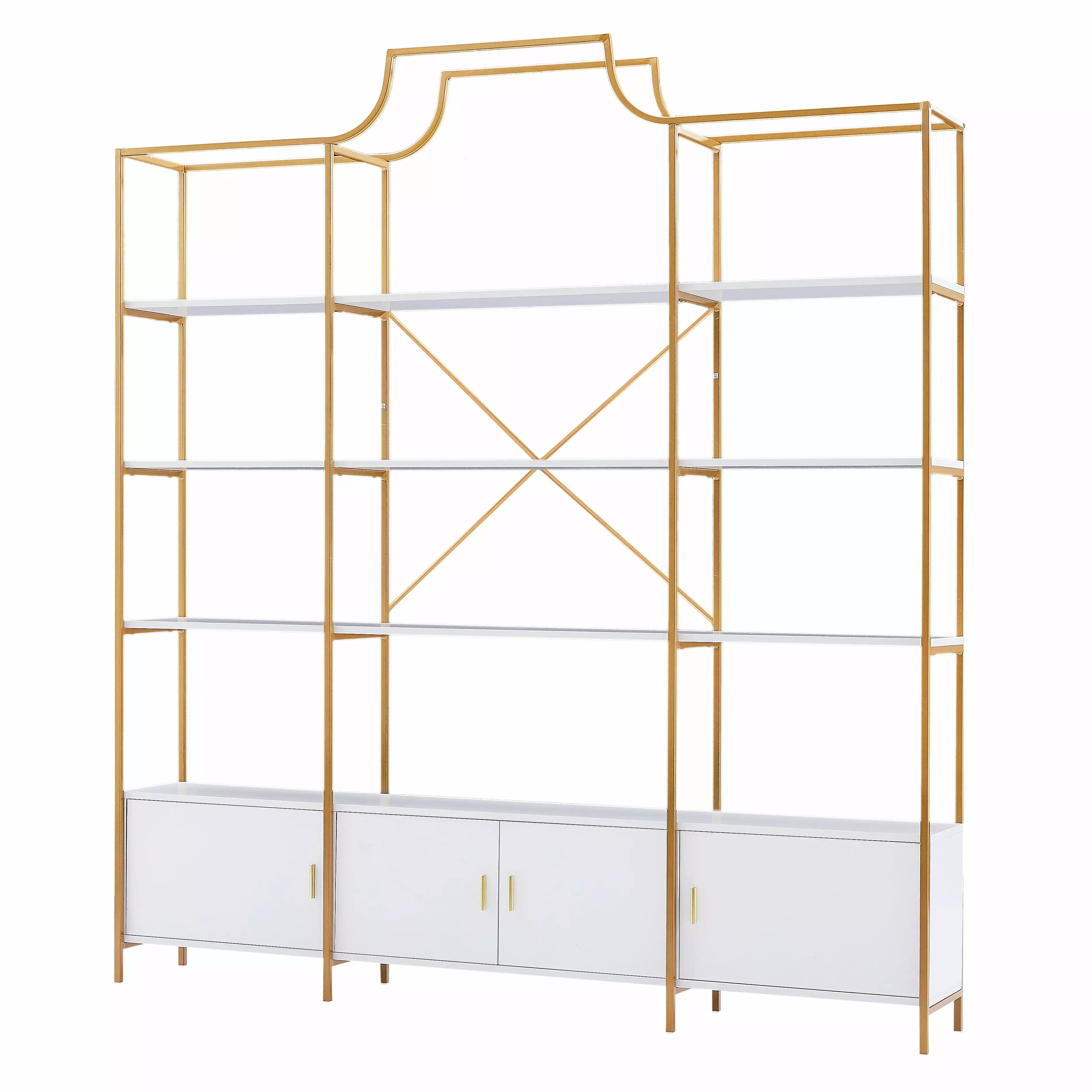 Ashion 4-Tier Bookshelf X Bar Frame Bookcase Display Shelf Kid Room Playroom