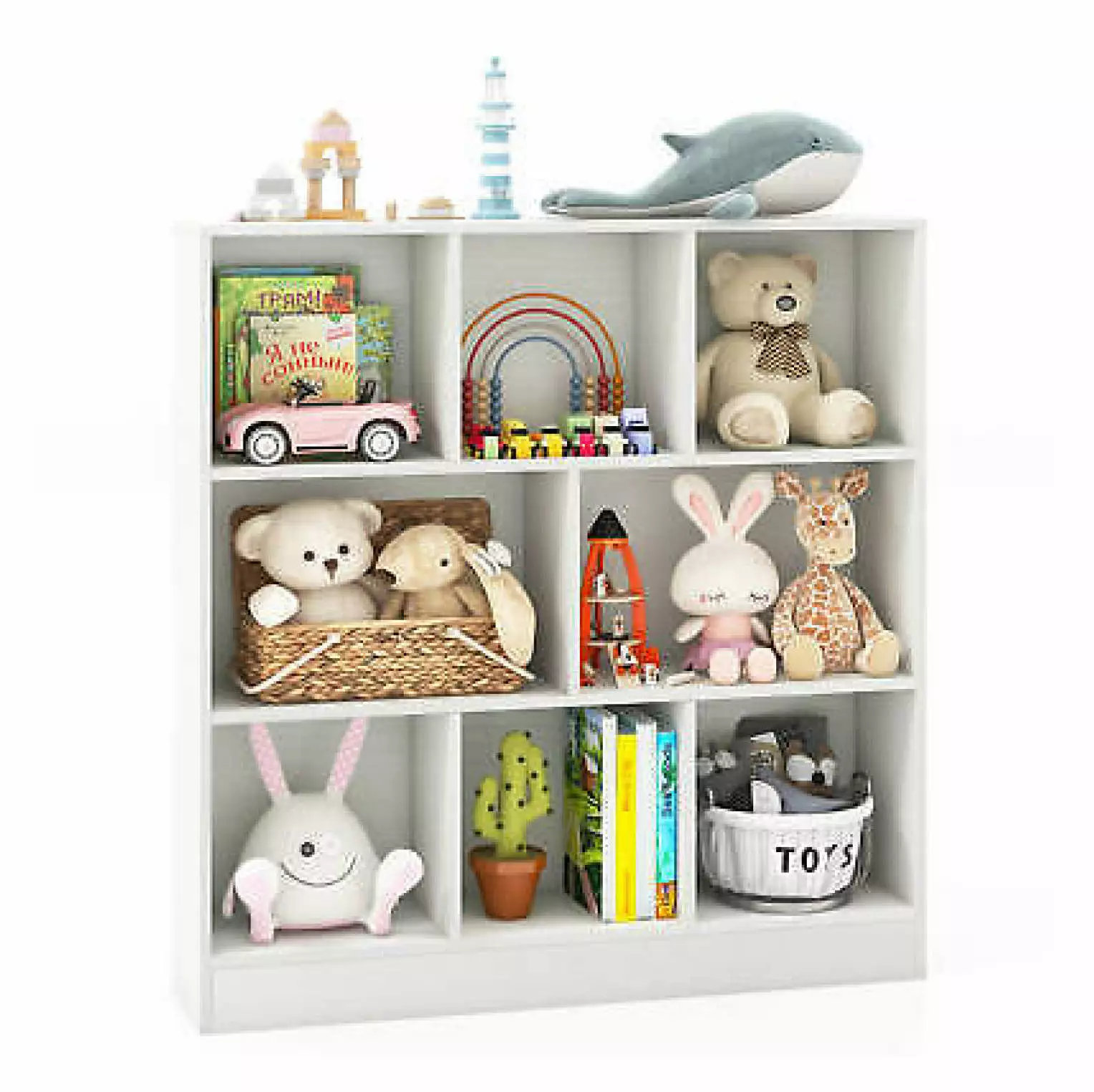 WANCQ 8-Cube Bookcase Kids 41 Wooden Toy Storage Organizer Kid's Room
