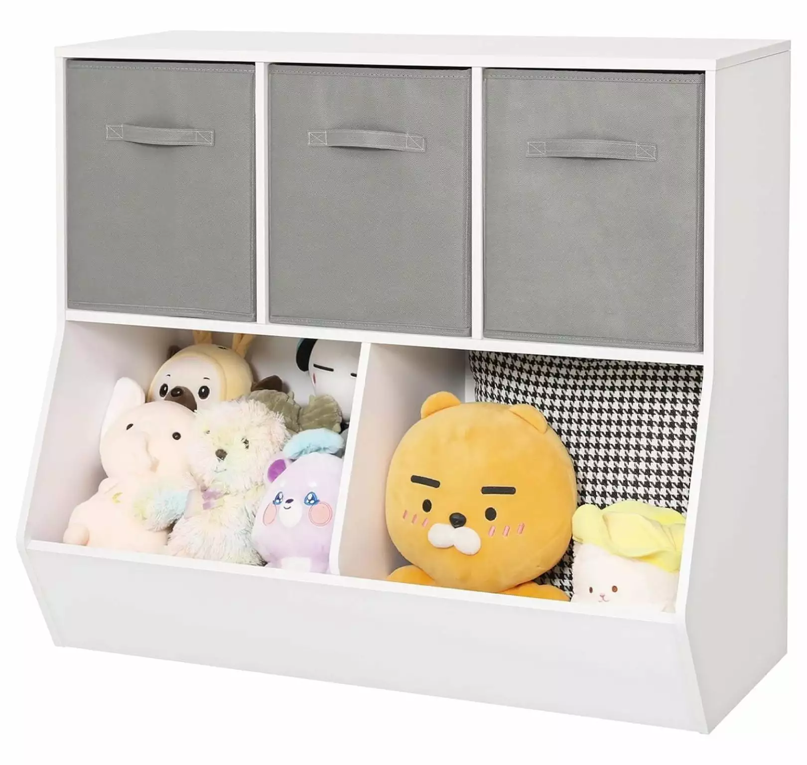 Wension Toy Storage Organizer Bookshelf Kids Bookshelf 5 Cubicles Toy Storage Cabinet Bookcase Toy Cabinet Kids