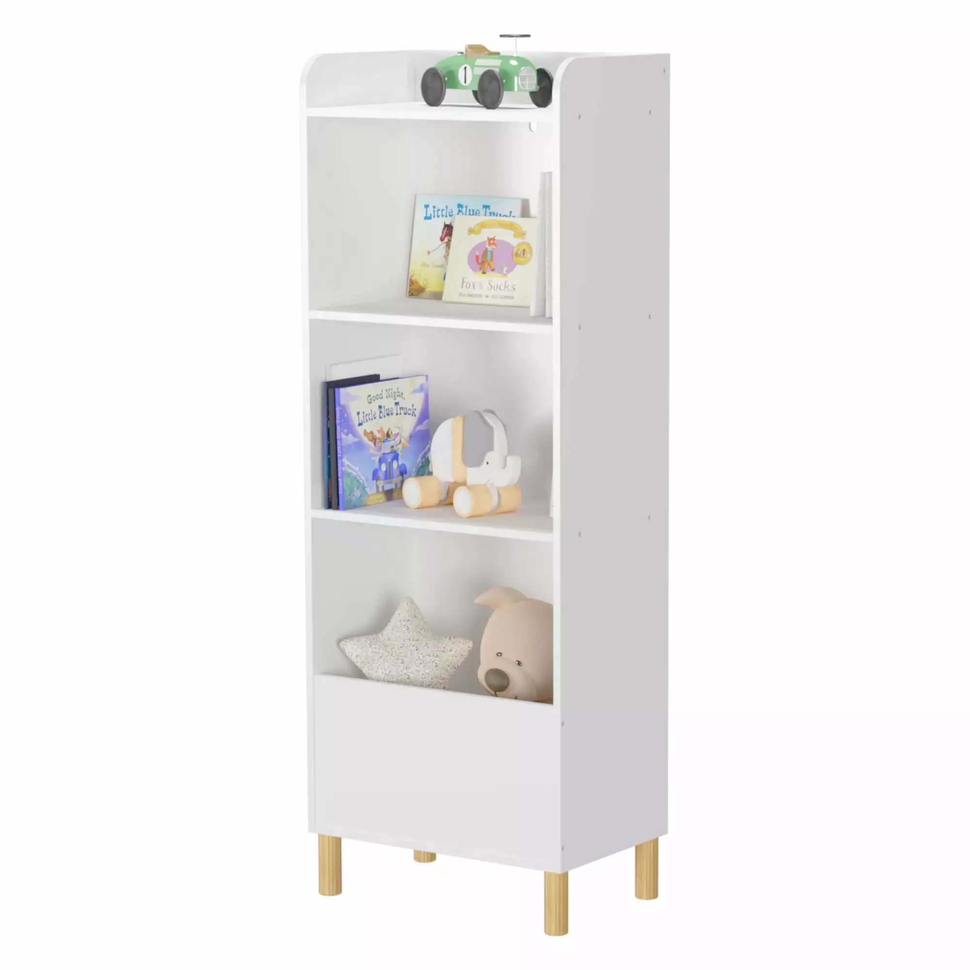 Anself Kids 4-Tier Bookcase Children's Book Display Bookshelf Toy Storage Cabinet Organizer