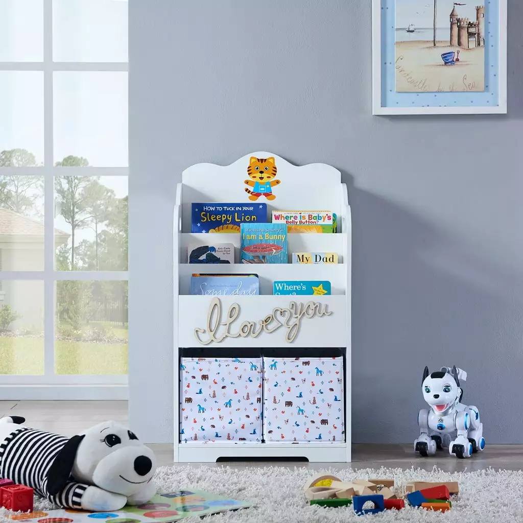 GeeHome Kids Funnel Maison Kids Bookcase Toy Storage Playroom Nursery