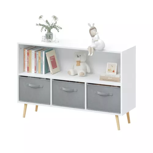 Kids Bookcase Collapsible Fabric Drawers Children's Book Display Toy Storage Cabinet Organizer Linlight