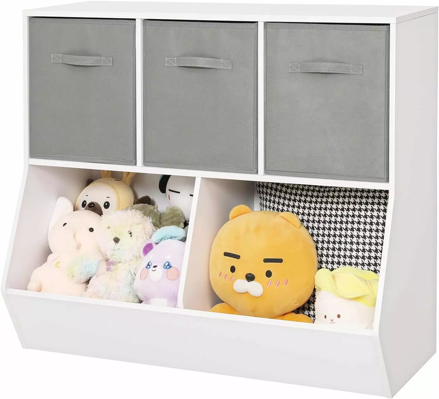 Toy Storage Organizer Bookshelf Kids Bookshelf 5 Cubicles Playroom Bedroom Nursery School White YOJFOTOOU