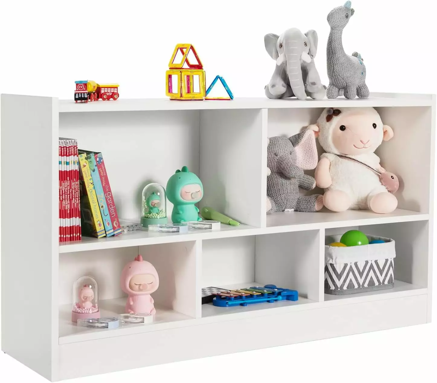 Kids Storage Organizer 5-Section Wooden Display Shelf Classroom Playroom Nursery Kindergarten ZJ