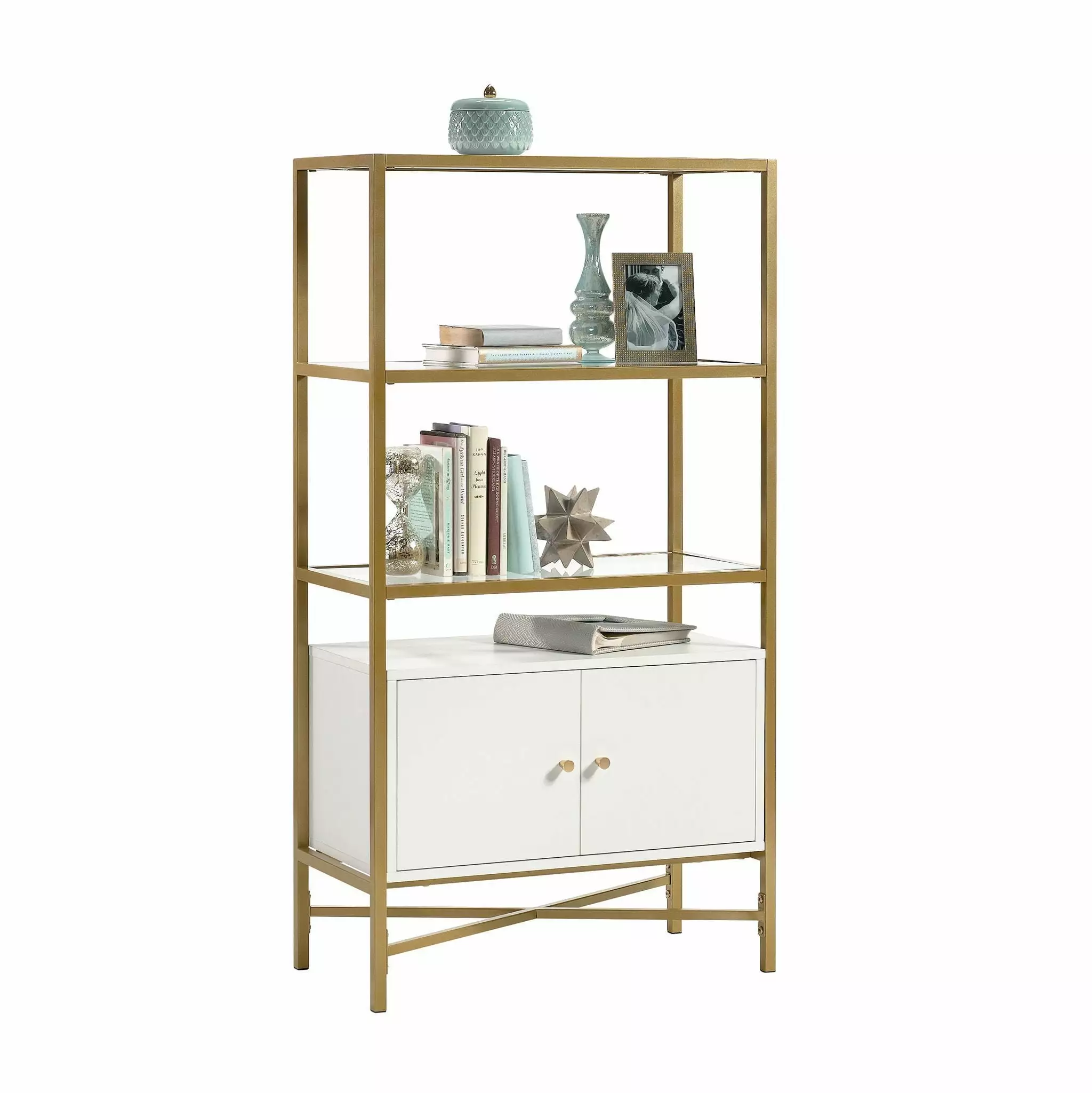 CasaSole 52 Tall Bookcase Doors White - Modern Home Organizer