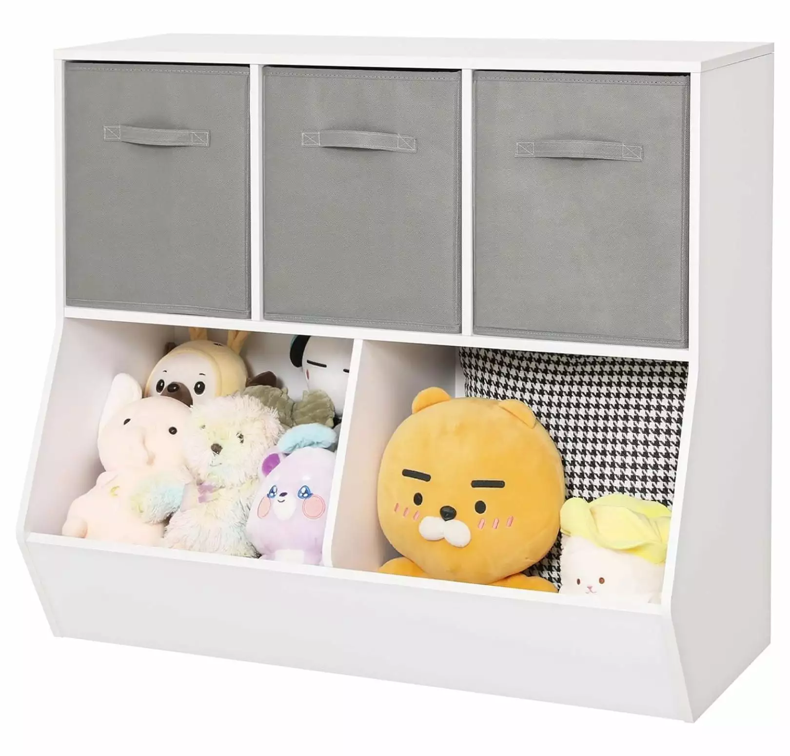 Alieon Toy Storage Organizer Bookshelf White 5 Cubicles Kids Cabinet