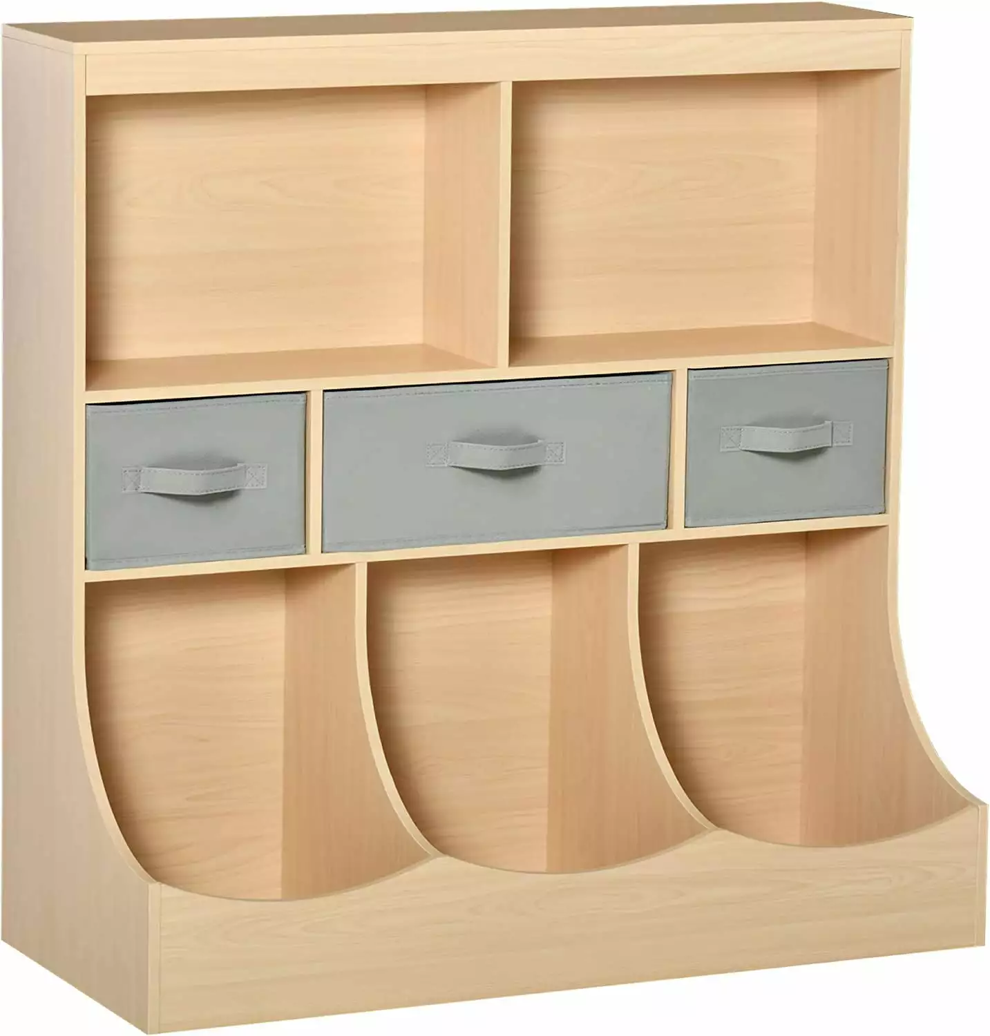 Kids Bookcase Toy Storage Organizer Cabinet Children Display Bookshelf Drawers Toys Clothes Books Natural Wood Color BSL