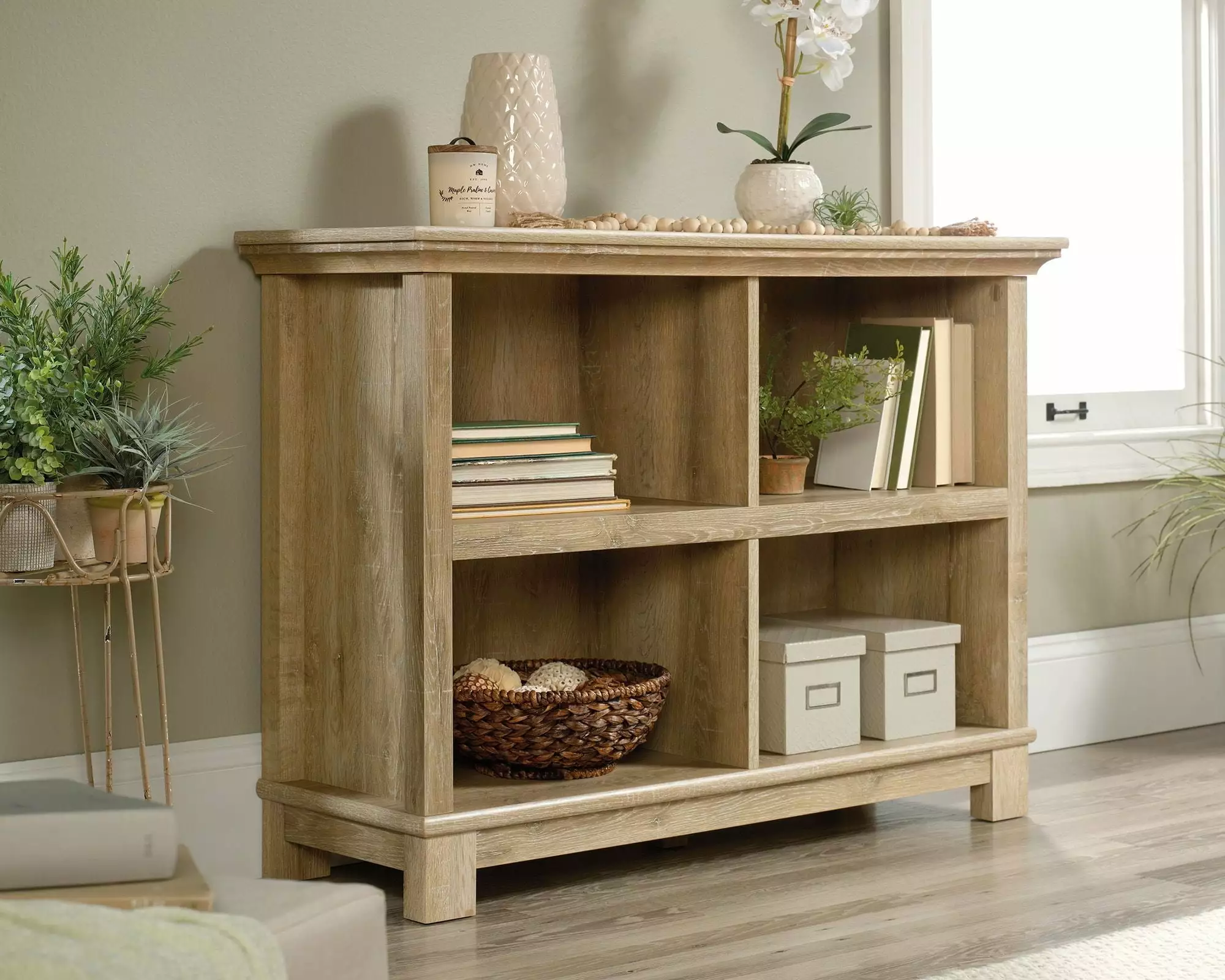 CasaSole Wood Bookcase Orchard Oak Freestanding Display Shelf
