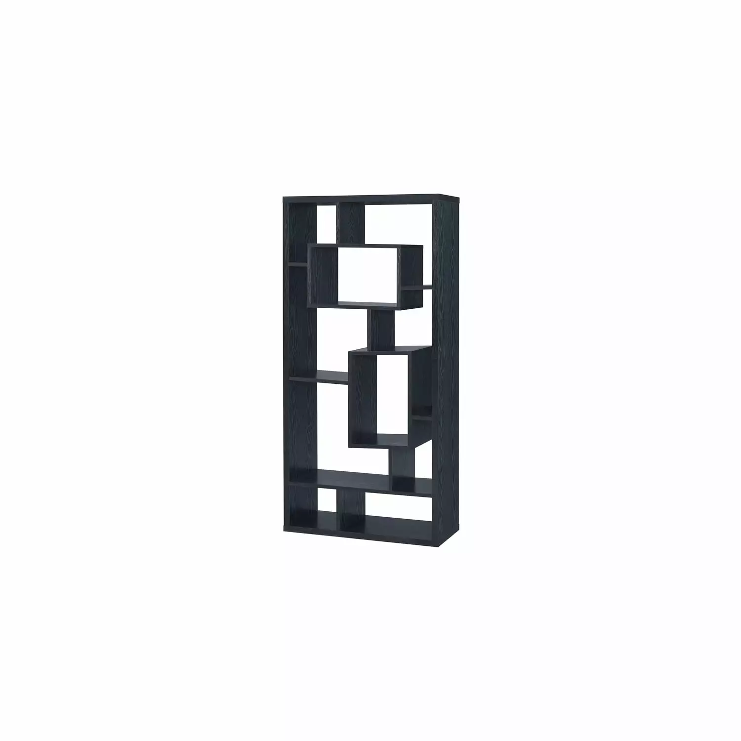 Benzara 67 x 31.5 x 11.75 Asymmetrical Cube Black Book Case Shelves Convenience Concepts